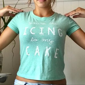 Teal cake crop top